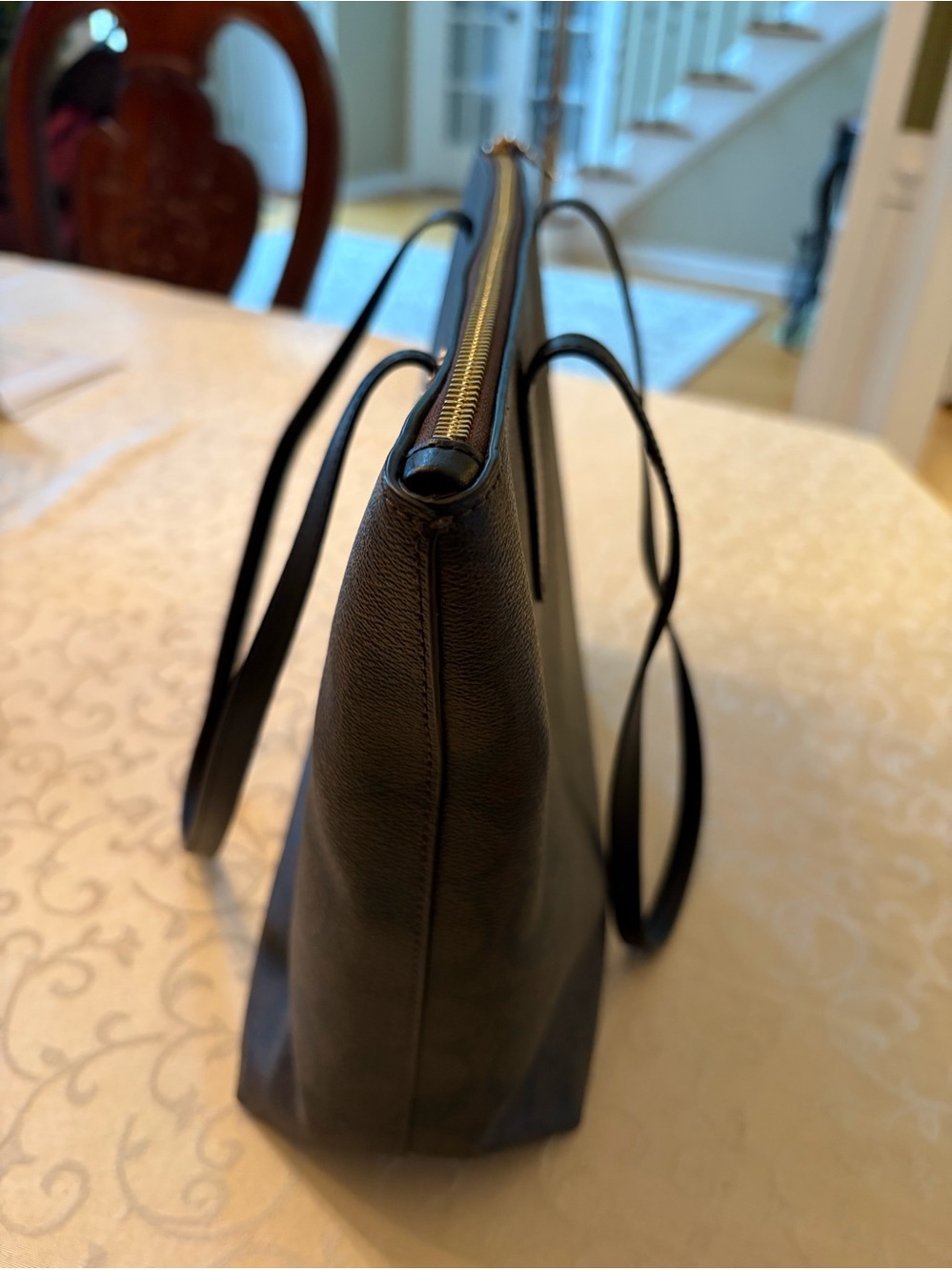 Coach Classic Brown 🤎 and Black 🖤 Signature Tote with Gold Logo and Hardware - Picture 4 of 13